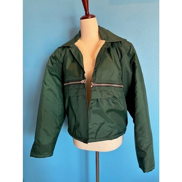 NWOT SAMPLE RE/DONE Cropped Open Front Jacket Pockets Logo with Studs S M - Picture 1 of 8